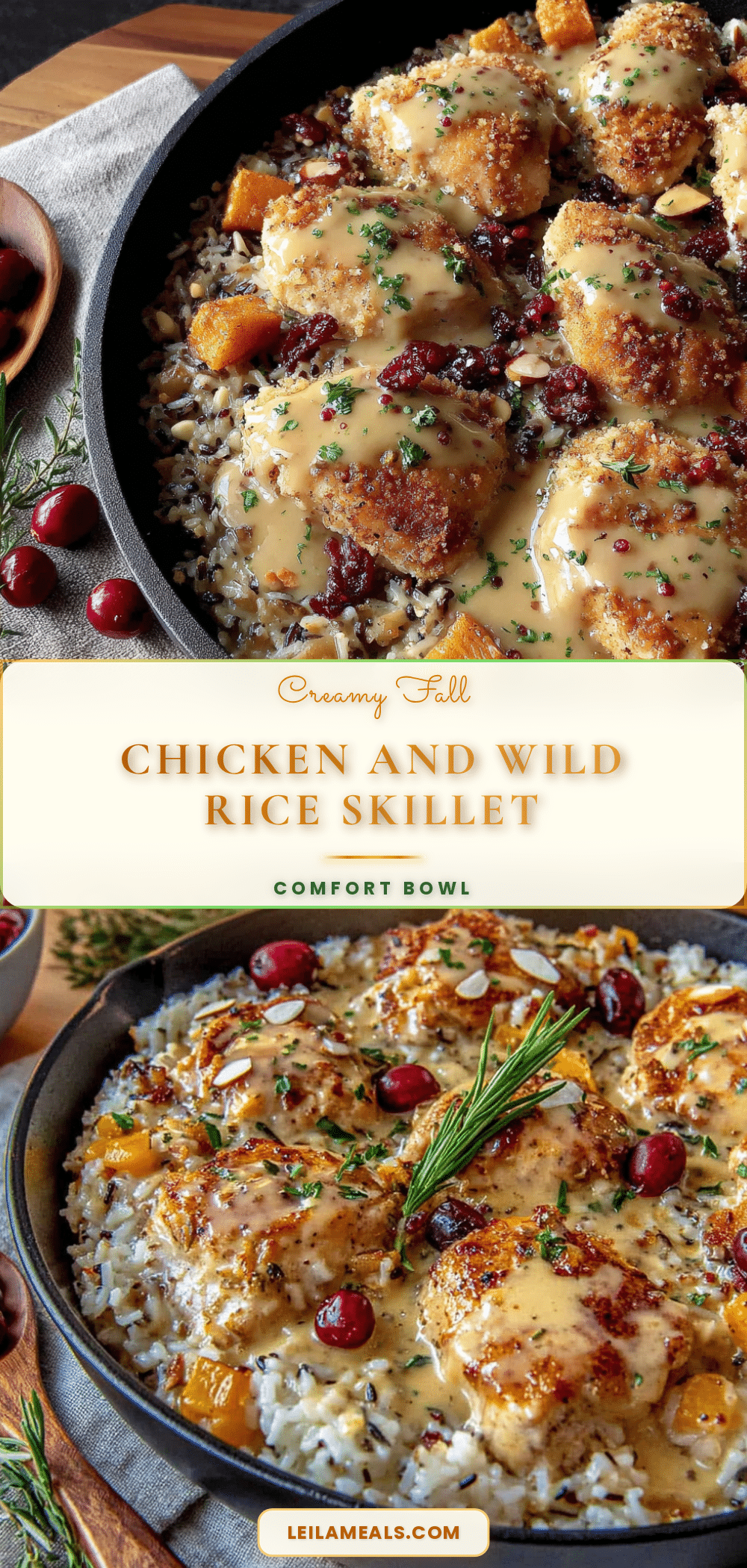 cozy creamy chicken and wild rice fall skillet recipe