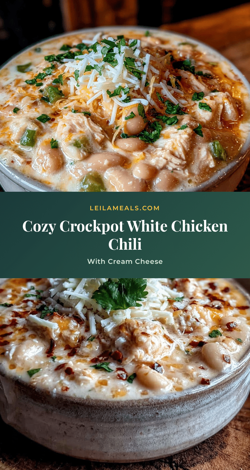 cozy crockpot white chicken chili with cream cheese recipe
