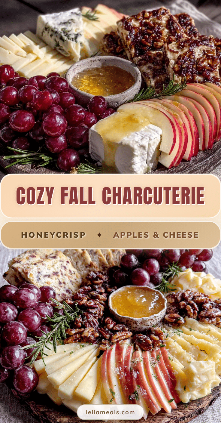 cozy fall charcuterie board with Honeycrisp apples recipe