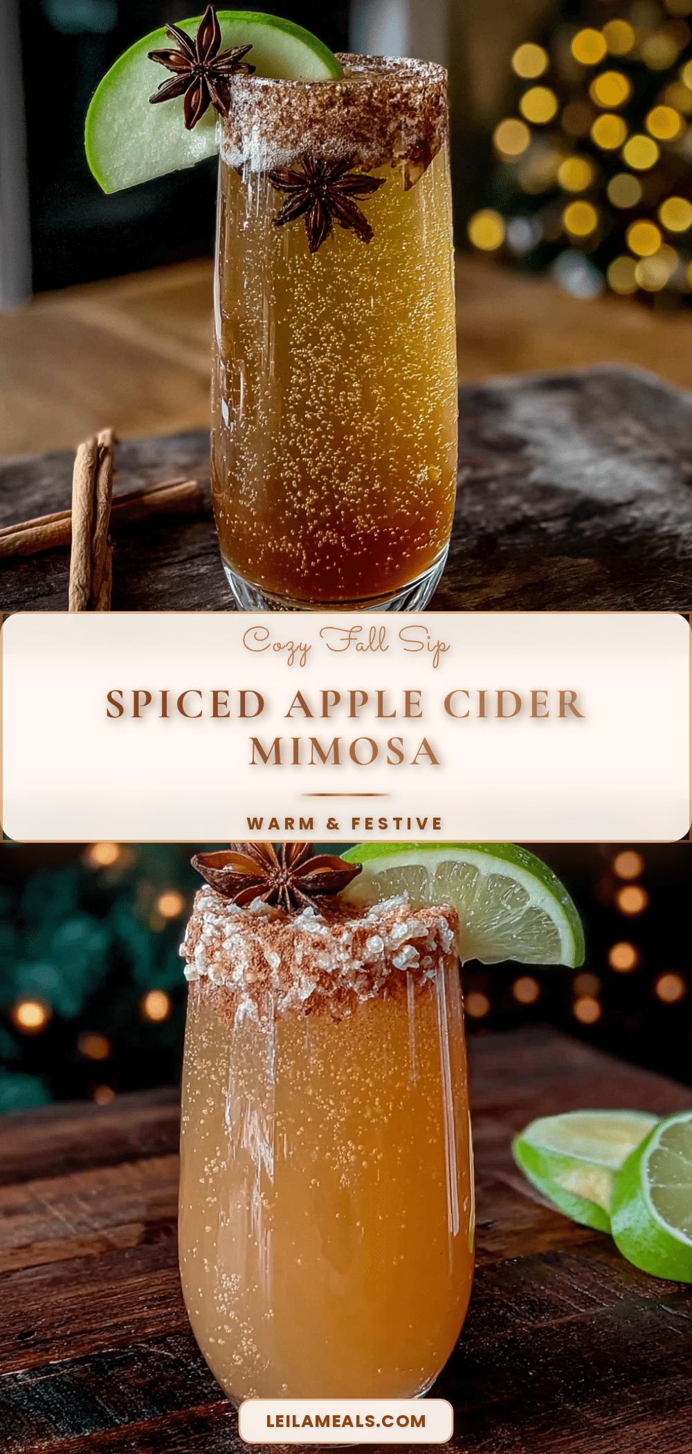 cozy spiced apple cider mimosa recipe