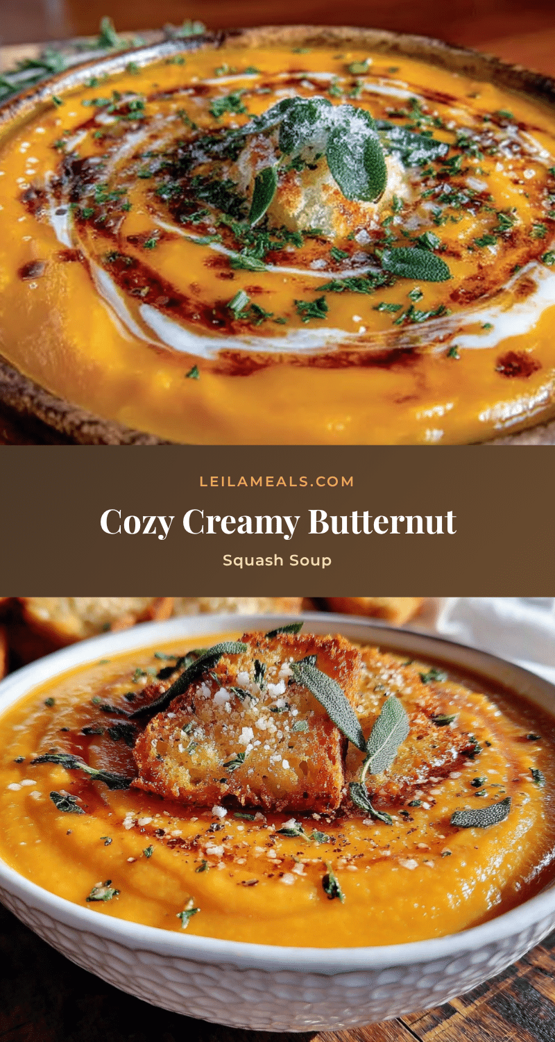 creamy butternut squash soup with sage brown butter recipe