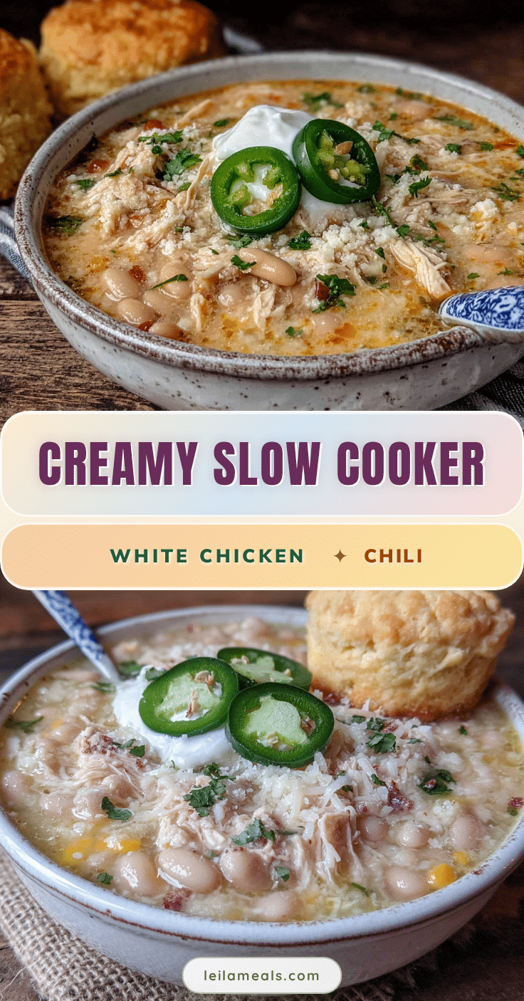 creamy slow cooker white chicken chili recipe