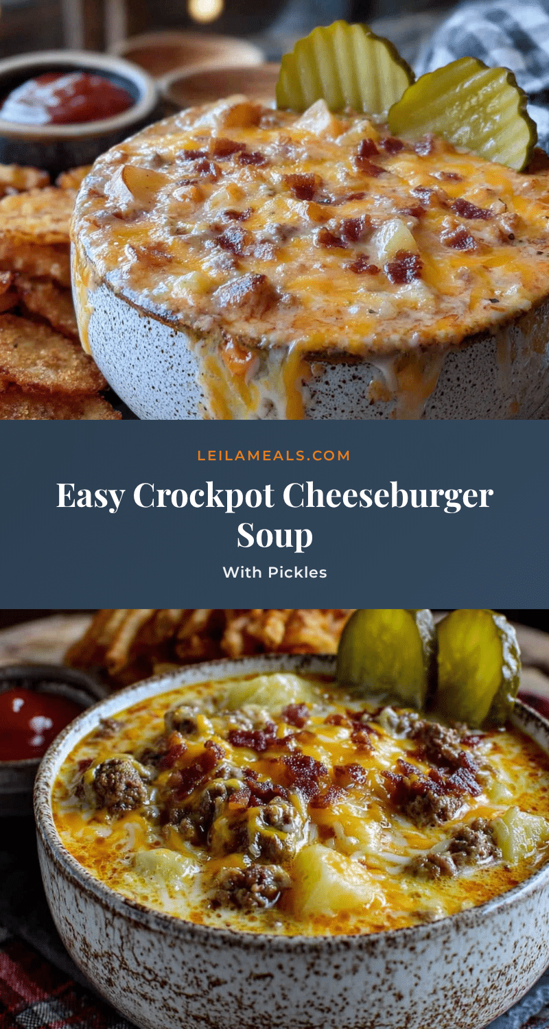 crockpot cheeseburger soup with pickles recipe