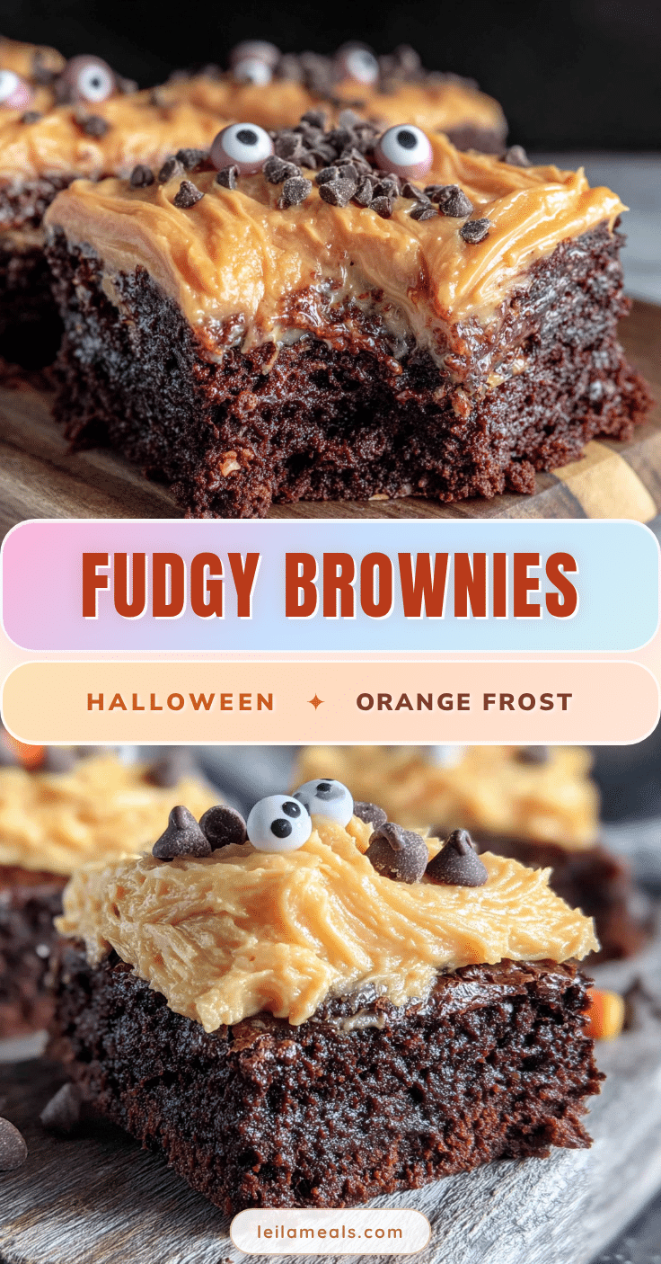 Fudgy Halloween Brownies with Orange Frosting recipe