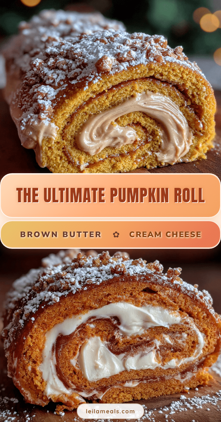 pumpkin roll with brown butter cream cheese filling recipe
